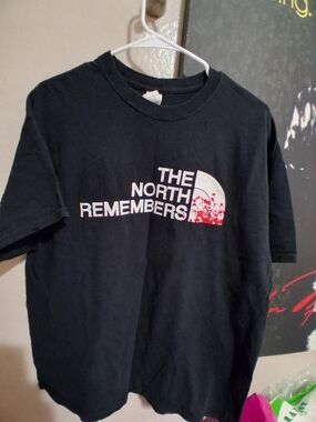 The North Face Black Graphic Tee with White & Red Print